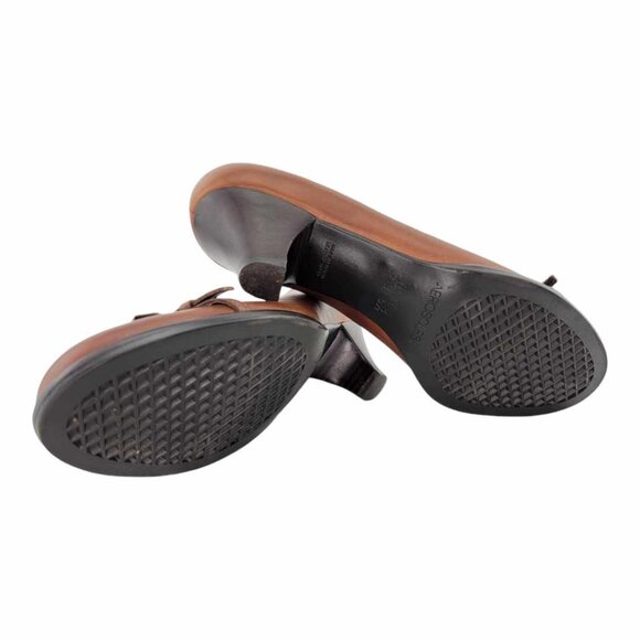 AEROSOLES Stackheel Buckled Loafer Sz 7.5B - Brown LIKE NEW - Picture 9 of 10